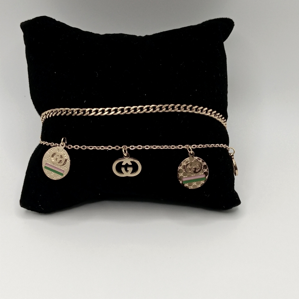 GG hi-end stainless steel double chained bracelet